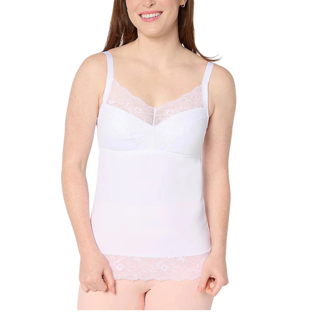 Breezies Women's Soft Support Lace Bra Camisole White - Regular